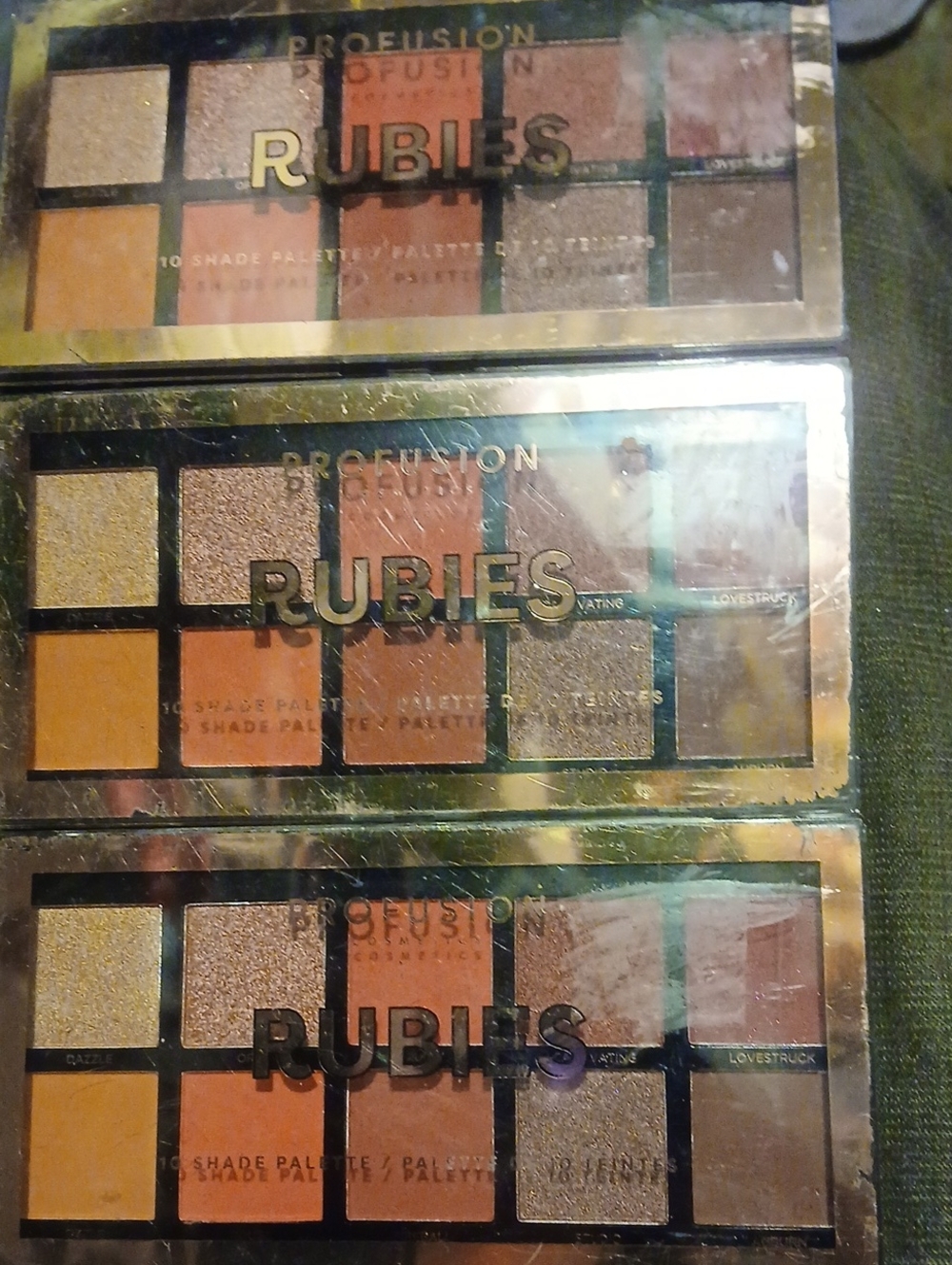 Lot of 3 Profusion Cosmetics Rubies Eyeshadow Palette - Warm Multi-Color sealed